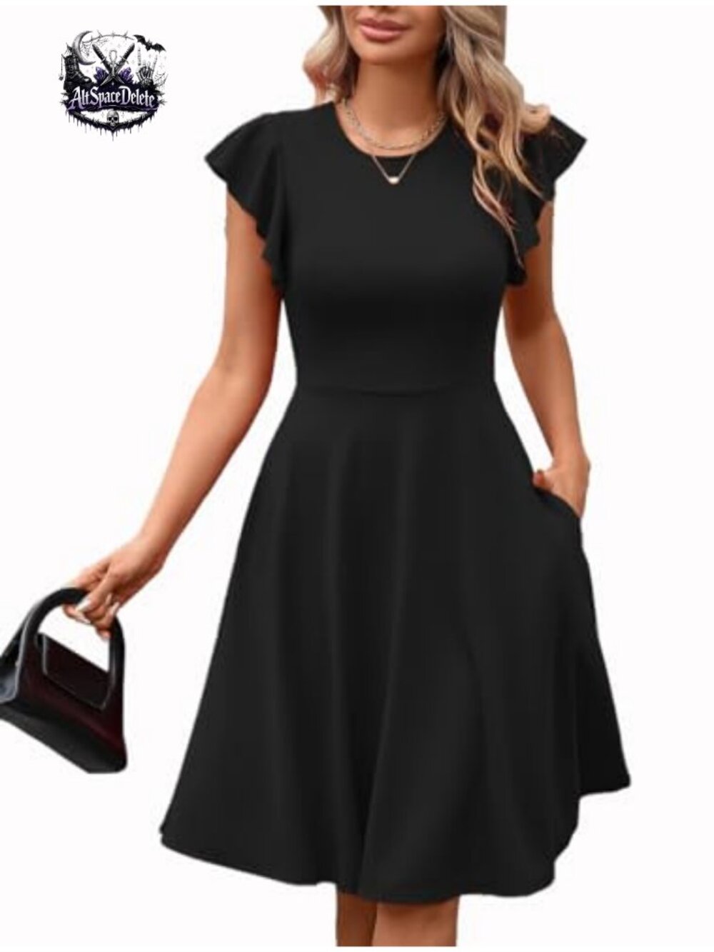 Ruffle Short Sleeve Fit and Flare Dress - Work Cocktail Semi Formal A Line with